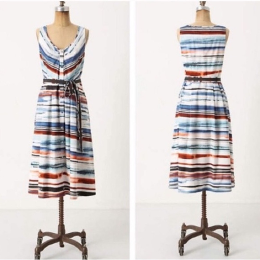 Moulinette Soeurs Anthropologie Afterlight Watercolor Shirt Dress Size 2